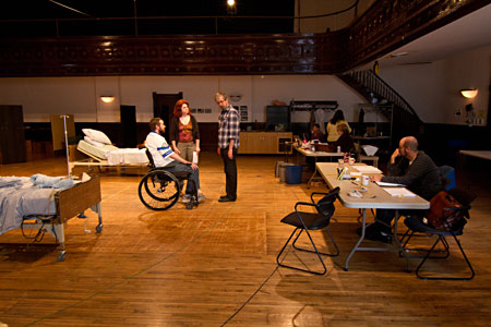 Cast and crew in rehearsal for <i>Middletown</i>