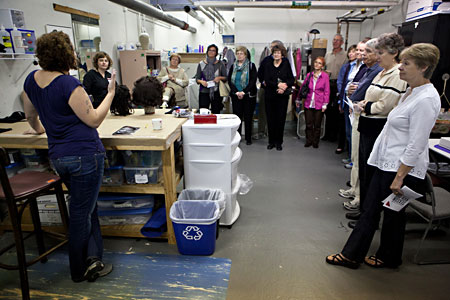 Guests are introduced to Wardrobe Supervisor Jessica Stratton and the wardrobe room on a tour of the theatre