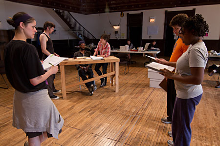 The cast and crew in rehearsal for <i>Venus</i>