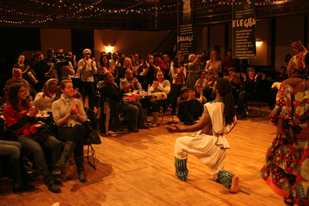 Guests enjoy the Muntu Dance Theatre's performance.