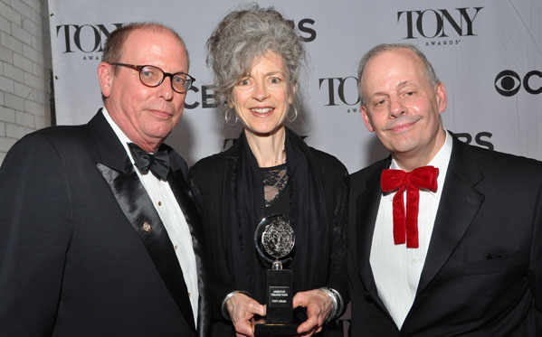 Executive Director David Hawkanson, Artistic Director Martha Lavey and producer Jeffrey Richards with the award for Best Revival of a Play