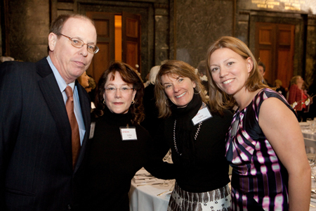 Steppenwolf Executive Director David Hawkanson, Jackie Tilton, Lynn Lockwood Murphy (Steppenwolf Trustee) and Steppenwolf Board Chair Nora Daley Conroy.