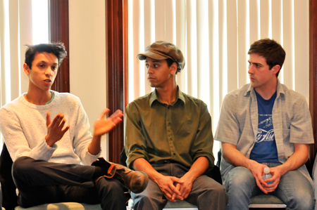 Actors Govind Kumar (Bobby), Curtis Jackson (Chet) and Chance Bone (Brinker) answer questions about the play.