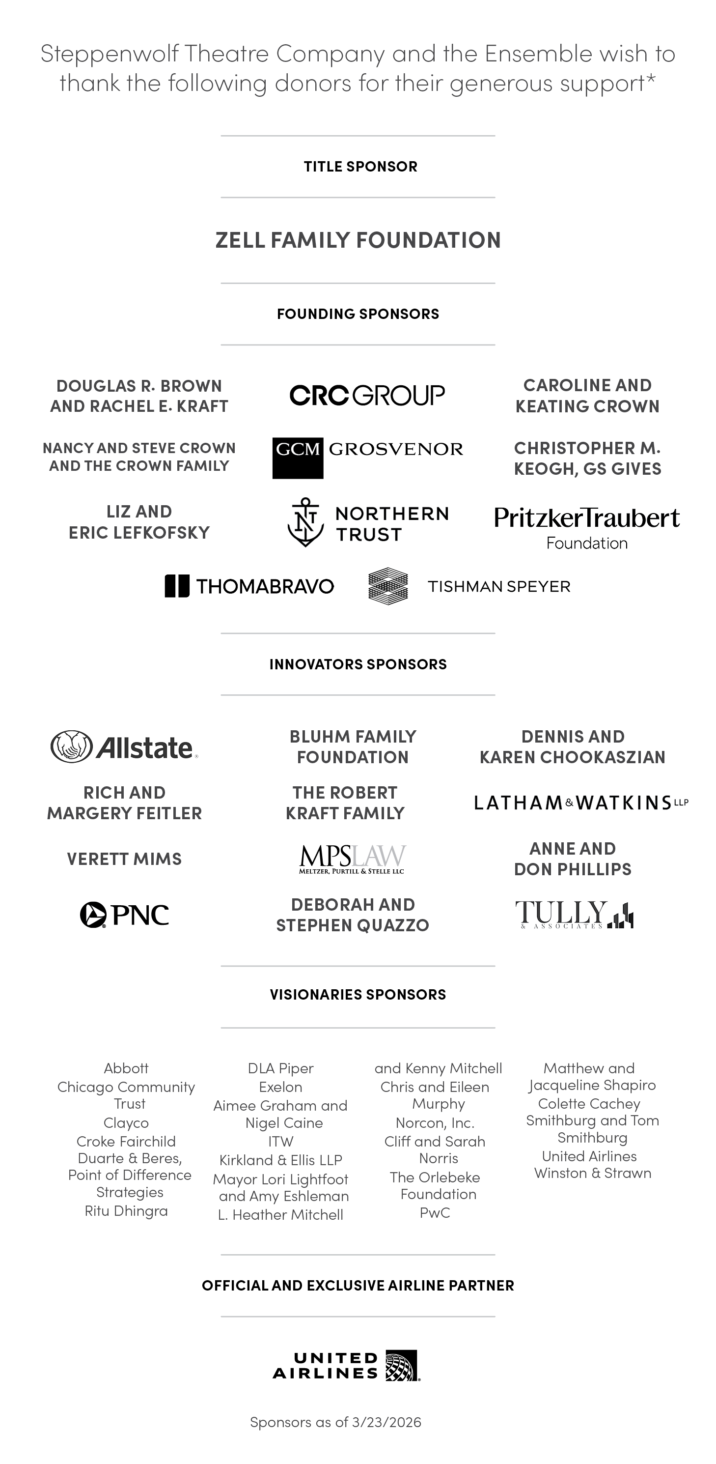 2026 Gala Sponsors