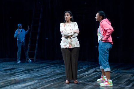 Glenn Davis (background) with ensemble members Ora Jones and Alana Arenas (foreground)  in <em>Marcus; Or the Secret of Sweet</em>