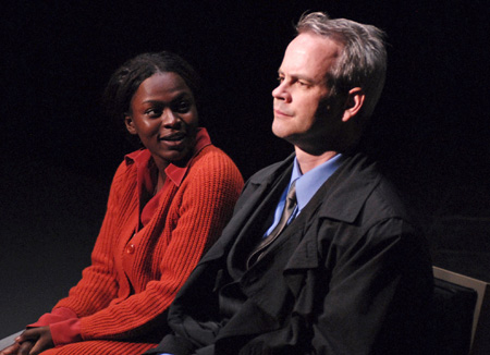 Yetide Badaki and Paul Noble in <i>Spare Change</i>