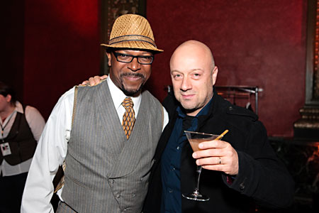 Ensemble member and host for the evening, James Vincent Meredith with ensemble member Yasen Peyankov