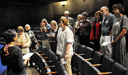 Steppenwolf subscribers and donors on a tour of the theater