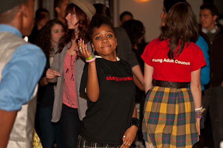 Young Adult Council member Noelle Daniels dances at the After Party