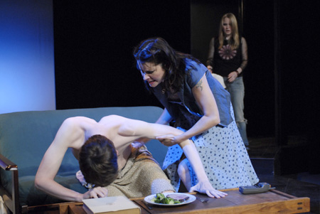 Bryce Pegelow, K.K. Dodds and Kelly O'Sullivan in <i>100 Saints You Should Know</i>