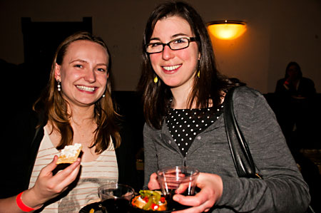 Guests enjoy appetizers and cocktails.