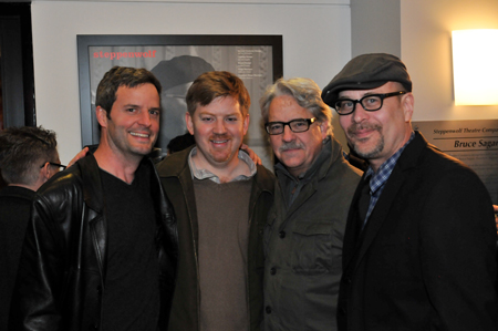 Tim Evans (second from right), Executive Director of Northlight Theatre and partner in Steppenwolf Films with Ensemble member Terry Kinney(far right) with friends post-show in the lobby