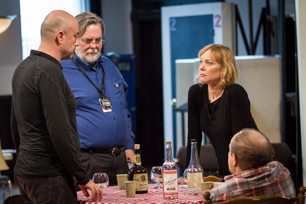 Director and ensemble member Yasen Peyankov, stage manager Malcolm Ewen with ensemble members Mariann Mayberry and Alan Wilder