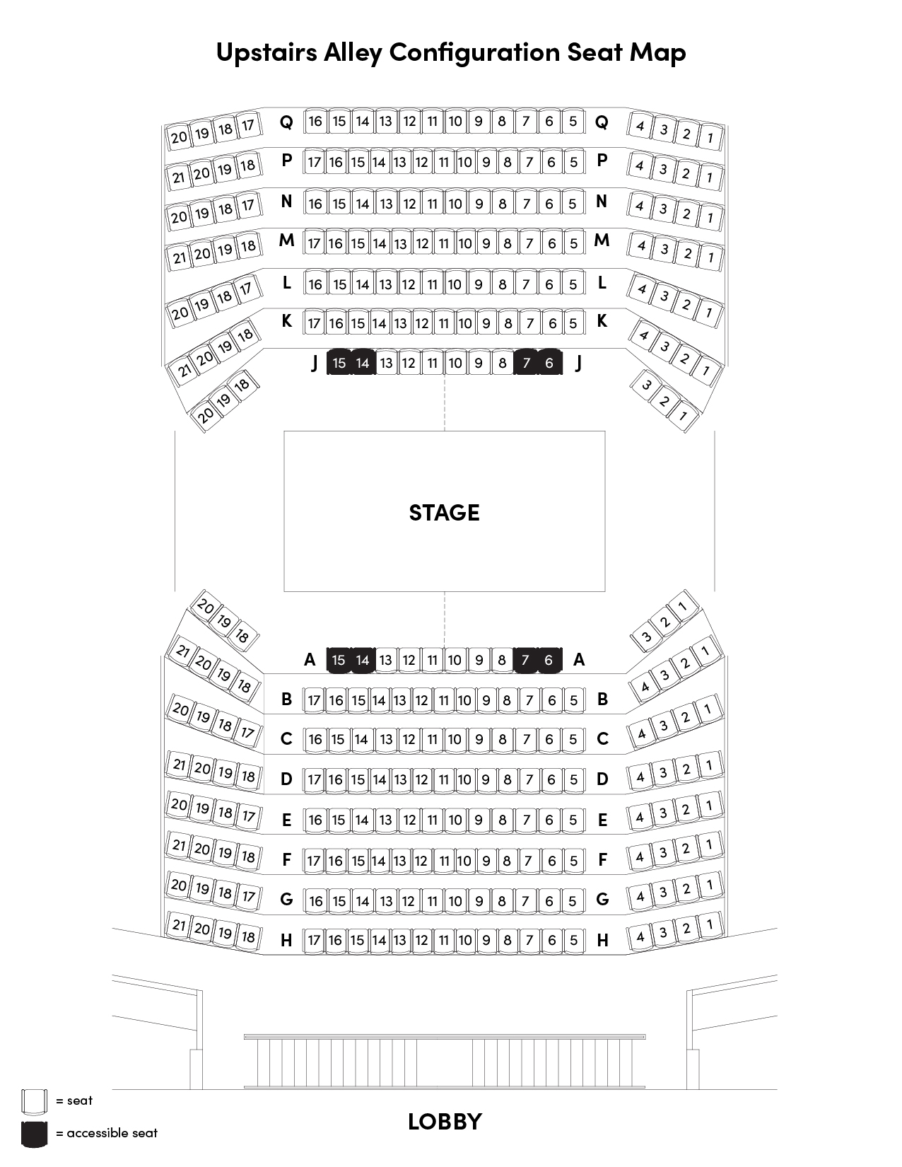 Upstairs Theatre seat map