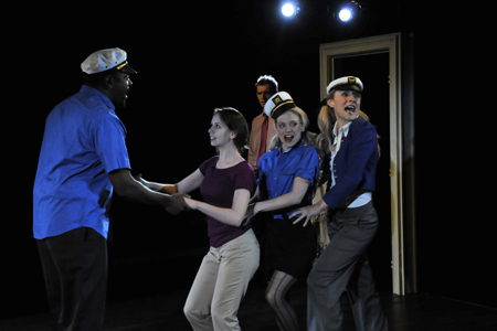 Ensemble member James Vincent Meredith with Hillary Clemens, Cliff Chamberlain, Rani Waterman and Jennifer Coombs