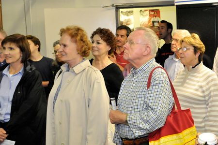 Steppenwolf subscribers and donors on a back stage tour of the theater