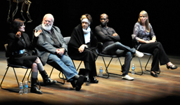 Hallie Gordon with ensemble members Frank Galati, Martha Lavey, K. Todd Freeman and Amy Morton