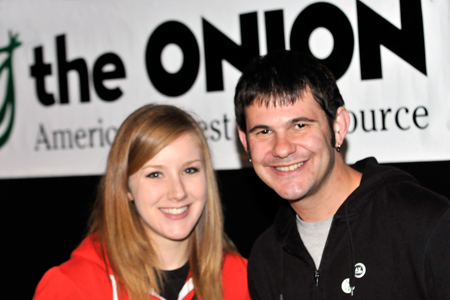 Representatives from event co-host The Onion