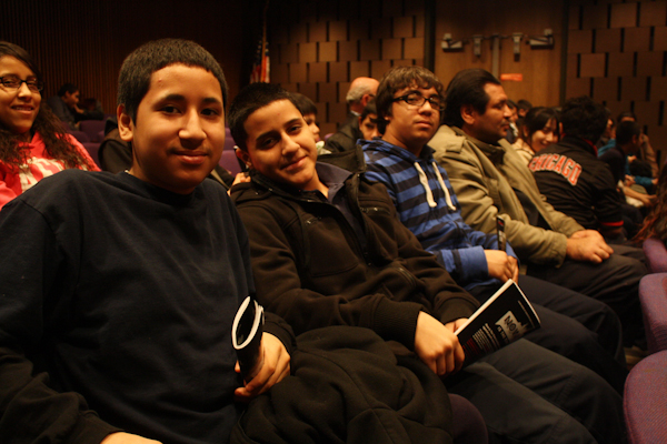 Eighth grade students from Whittier Elementary School pose for a quick photo before the show